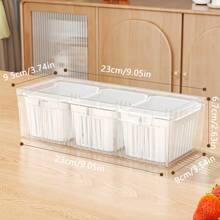 4pcs Mixed Set Drain Storage Containers (3 Drain Boxes + 1 Large Box) With Lids, Stackable Kitchen Fridge Organization Boxes, 3-Compartment For Fruits, Vegetables, Food