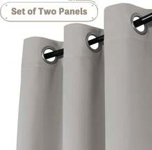 Window Treatment Blackout Thermal Insulated Room Darkening Solid Grommet Curtains/Drapes For Bedroom, Privacy Assured, Grommet Top Curtains(Set Of 2 Panels, 52 By 63 Inch Long, Taupe) - Taupe - 查看 2
