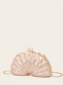 女士晚宴手拿包新娘婚礼个性化迷你贝壳设计亚克力手拿包晚宴包女士舞会带可拆卸金属链适用于婚礼和派对单肩包女士手拿包女士手提晚宴包多功能鸡尾酒会新款钱包宴会包 - 彩色 - 查看 9