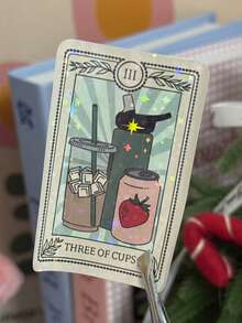 Drei der Kelche Tarot Karte Aufkleber, Getränke Kobold, Wasserflasche Aufkleber, Getränke Aufkleber, Wasserflasche, Hydratations-Erinnerung, Schulmaterial, Rückkehr zur Schule Aufkleber, Sammelalbum Zubehör, lustige Aufkleber, Laptop Aufkleber, Kindle Handy Aufkleber - Verschiedenfarbig - Übersicht 3