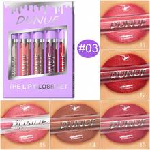 DUNUF 5 Pcs Long-Lasting Lip Gloss Set Waterproof Lipstick Non-Fading Non-Stick Cup Beginner Friendly Perfect Christmas Gift Beautifully Wrapped - Multicolor - View 12