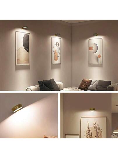 1/3 Pcs Goud Battery Powered Painting Lights, Magnetic LED Lights Remote Dimming Timer, Lighting Modes Art Display Frame Painting, ative Living Room, Kitchen, Hallway, Wedding Staircase ations, Indoor ating Contemporary Metal Finishes Dimmable Lighting, Energy Efficient, Bedroom, Home 150mAh view 5