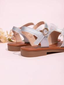 1 Pair Fashionable Children's Simple Bow Decor Flat Shoes - Silver - View 5