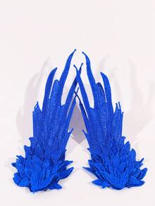 1 对超大洛丽塔羽毛黑白、粉色和粉蓝色刺绣边缘天使翅膀、恶魔翅膀配饰，适用于洛丽塔、万圣节、派对、角色扮演 DIY 头饰、发夹、道具