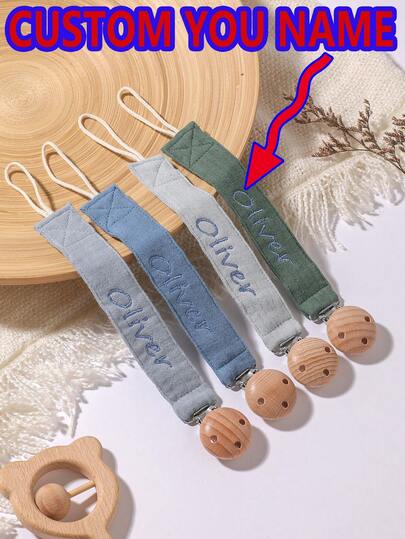 1pc Personalized Baby Pacifier Clip Cute Polka Dot Print Customized Patterns For Boys And Girls, Custom Baby Pacifier Clip Universal Soothing Clip, Suitable For Halloween, Baptism, Thanksgiving, Christmas Gifts Baby Shower Family Decorations Gifts, Chic Autumn, Baby Gift, Commemorative