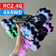 1 Peça Carro de Controle Remoto 2.4GHz, Carro de Manobra Potente 4WD, Design de Navio de Guerra Futurista Recarregável com Luzes Coloridas, Compatível com Sensoriamento de Gestos, Carro de Brinquedo para Crianças e Meninos, Presente de Aniversário