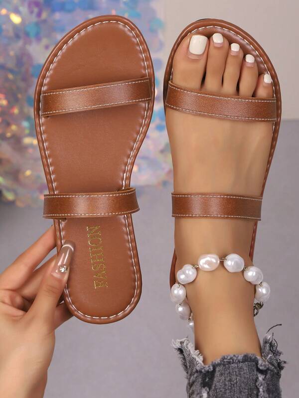 Chanclas planas casuales de verano para mujer, estilo callejero simple