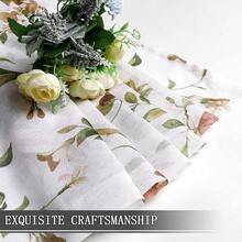 Floral Sheer Tier Curtain Taupe Cherry Flower Butterfly Print Half Curtains Kitchen Rod Pocket Voile Linen Look White Sheer Curtain For Bathroom, 30 X 36 Inches Long, Set Of 2 Panels - 彩色 - 查看 9