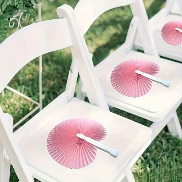 12pcs Colorful Circular Folding Hand Fan With Plastic Handle, Customizable With Names, Logos, Anniversaries Etc., Suitable For Photography, Wedding Parties, Wedding Gifts, Summer Parties, Room Decor, And Rainbow Parties