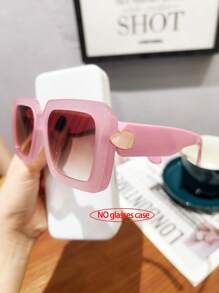 1 PC Women's Korean Elegant Square Frame Gemstone Accessory Fashion Eyewear Suitable For Daily Outfit Matching, Holiday Gift And Work Commuter Use