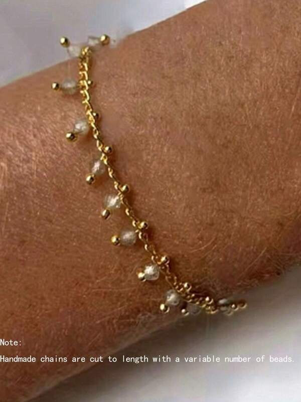 1 stuk Beryl-armband van roestvrij staal voor dames, modieus en elegant, veelzijdig voor feestjes, strand, vakantie, vrijetijdskleding en cadeau (handgemaakt, tolerantie van 1-3 cm)