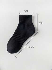 5 Pairs Women's Black Breathable Sweat-Absorbent Short Socks, Simple Casual Sports Socks For All Seasons - Black - View 4