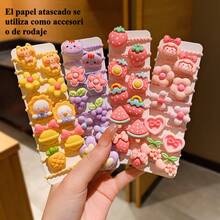 80pcs Niñas Dulce Dibujos Animados Flores Donas Pastel Decoración Lazos para el Cabello Conjuntos de Bandas para el Cabello, Elección ideal para Regalos - 80 Piezas de Colores de Caramelo - Ver 2