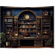 Medieval Bookshelf Backdrop Tapestry Antique Library Book Wall Hanging Gothic Dark Academia Wall Art For Bedroom Study Classroom Decor - 彩色 - 查看 1