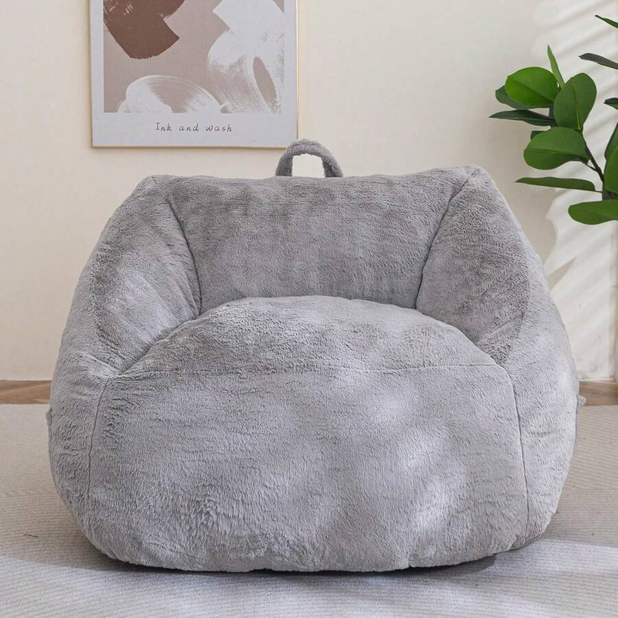 Bean Bag Chair For Adults Kids With Armrests - Fluffy Lazy Sofa With Handle Soft Stuffed Filler - Comfy Cozy Floor Sofa With Pocket Accent Chair For Living Room, Bedroom, Dorm (Grey) - 深灰色 - 查看 1