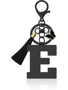 Initial Keychain Women,Alphabet A-Z Initial Letter Keychains With Tassel Purse Backpack Car Keyring - E - View 1