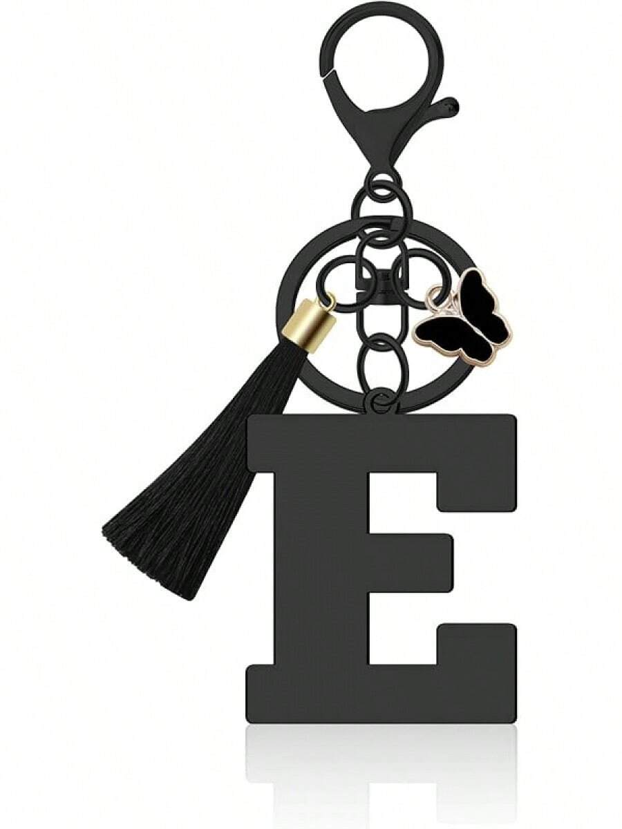 Initial Keychain Women,Alphabet A-Z Initial Letter Keychains With Tassel Purse Backpack Car Keyring - E - View 1