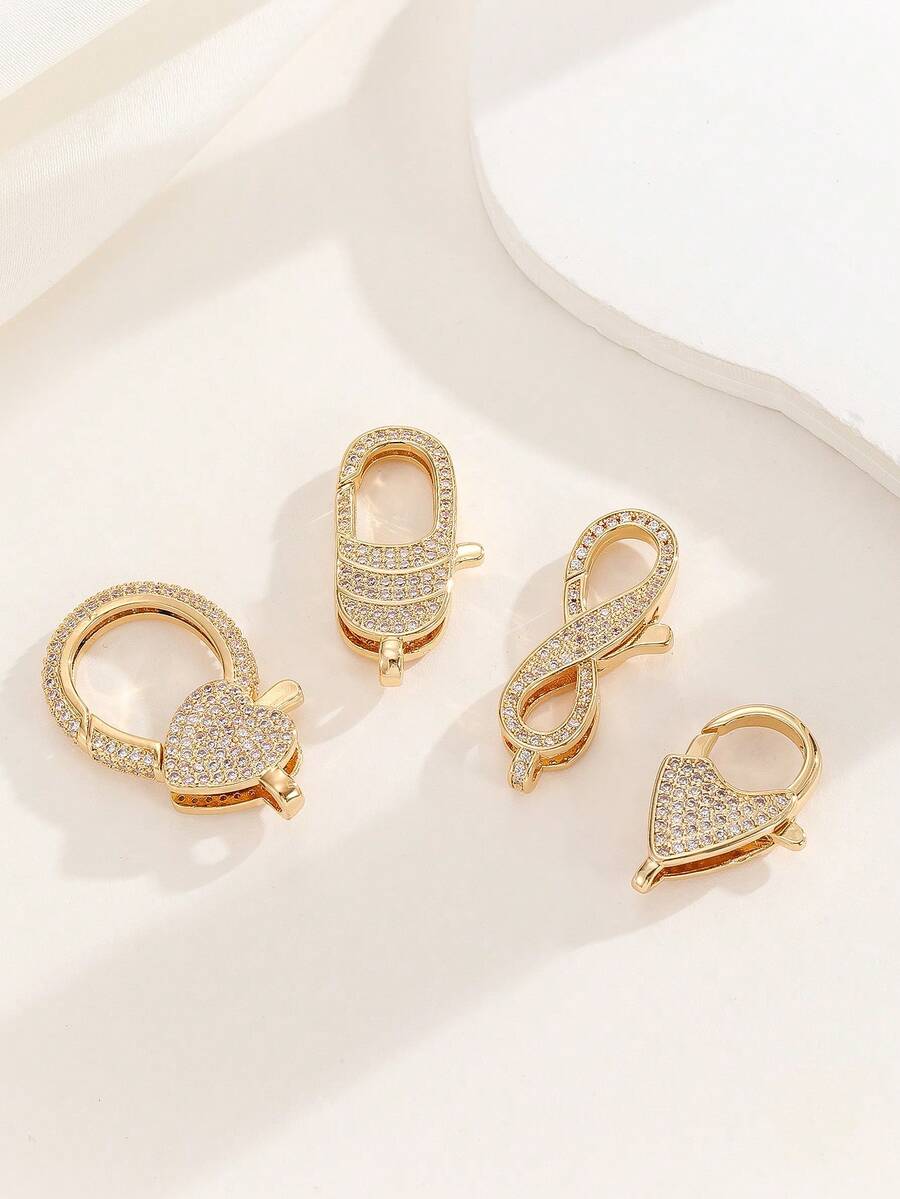 1pc Copper Plated Micro-Inlaid Lobster Clasp, Plated Color-Preserving Jewelry Clasp, High-End Pearl Necklace Finishing Clasp - Yellow Gold - View 1