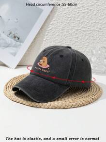 1pc Unisex Cute Capybara Design Adjustable Casual Sports Beach Animal Print Retro Style Polyester Soft Top Peaked Cap, Suitable For Spring, Summer, Autumn, Winter