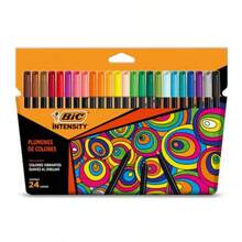 BIC Plumones de Colores Intensity Punta Fina de Bala Colores Vibrantes y Ultra Vivos Suaves al Dibujar Ideal para Escritura Lettering y Creatividad 24 Unidades - como en la foto - Ver 1