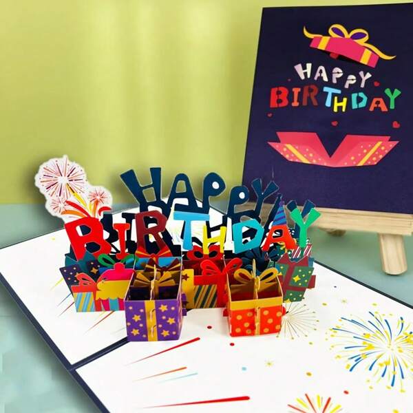 Cartes de vœux pour anniversaire pop-up AIBAOBAO Love, carte d'anniversaire pop-up 3D Joyeux anniversaire, carte-cadeau d'anniversaire fait main avec motif de boîte-cadeau, carte pliée avec enveloppe pour elle, lui. Décoration d'anniversaire, fournitures scolaires, rentrée des classes
