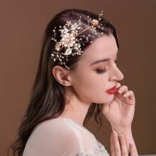 Bandeau décoratif pour mariage fait main avec perles, style coréen