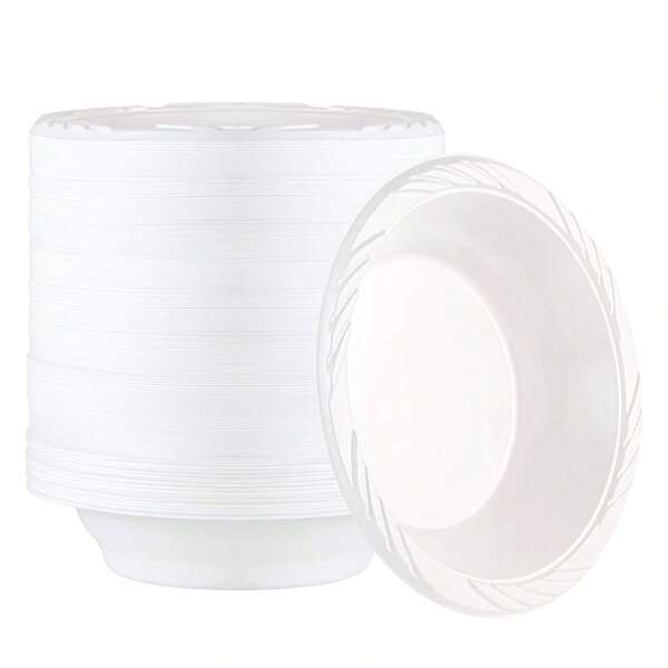 20/30 pièces Bols à soupe/salade jetables en plastique blanc de 25 cm, style classique moderne, convenant pour les mariages, anniversaires, fêtes, pique-niques, banquets et usage quotidien (1800 ml)