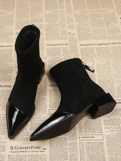 Stivali alla caviglia da donna, slim fit, di per l'autunno/inverno 2024 e la primavera, eleganti stivali corti con punta affusolata alla francese, stivali da donna