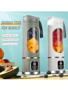 RAF 1 pieza Licuadora portátil inalámbrica de 450ml, máquina exprimidora eléctrica, licuadora de frutas mini recargable USB con 10 cuchillas y doble taza, licuadora multifuncional para procesar alimentos en casa u outdoors, perfecta para verduras, frutas y batidos