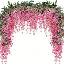 1PC Wisteria Hanging Flowers 70.87in Artificial Wisteria Vine Silk Wisteria Flowers Garland For Wedding Arch Party Garden Home Decor Wall Decor Easter Gift - Pink - View 1