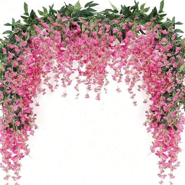 1 pieza Flores colgantes de glicinia de 180 cm, enredadera artificial de glicinia de seda, guirnalda de flores de glicinia para arco de boda, fiesta, jardín, decoración del hogar, decoración de pared, regalo de Pascua