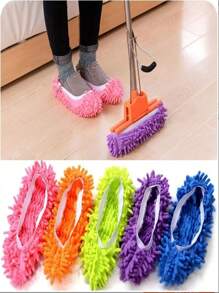 2pcs Washable & Reusable Super Soft Microfiber Floor Cleaning Slippers, Suitable For Cleaning Bathroom, Kitchen And Bedroom, Also Good As Party Decoration Shoe Covers