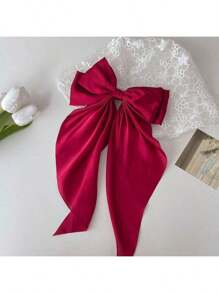 1 pièce pince à cheveux en dentelle blanche à 3 couches pour femme, jolie et élégante, avec un long ruban en polyester
