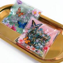 50 pezzi Sacchetti regalo con stampa di farfalle blu e fiori per festa di nascità, festa per la rivelazione del sesso, compleanno, matrimonio, sacchetti con stampa floreale, sacchetti tema farfalle per feste