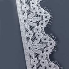 1pc/1 M White Geometric Pattern Elastic Fringed Lace, Minimalist Geometric Style, Nylon & Spandex Eyelash Trim, DIY Material, Garment Accessory