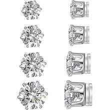 5mm-8mm Stainless Steel Cubic Zirconia Magnetic Earrings, Unisex, Made Of Stainless Steel And Cubic Zirconia - Multicolor - View 13