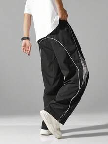 Men's Street Style Jogger Pants - With Side Stripes, Pockets And Drawstring Waist, Contrast Color Casual Sports Pants