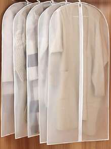 Juego de 5 bolsas de almacenamiento de ropa extralargas de 60*140cm para viajes y el hogar, 5 fundas protectoras extendibles para abrigos de otoño/invierno, juego de bolsas de almacenamiento plegables y semi-transparentes para organizar la ropa