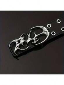 新款Y2K风格不锈钢镂空独特搭扣仿皮腰带，千禧朋克摇滚街头风，适合学校、万圣节、夏季、休闲、商务场合，可作为男友、丈夫、父亲等男士礼物，日常穿着，时尚百搭，适合青少年、户外、度假、运动、旅行、街头、波西米亚风、复古秋季、万圣节秋冬配饰，适合青少年、青年、男士，休闲、户外、运动、度假、毕业礼物、生日礼物、日常穿着