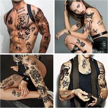 New  48 Waterproof Temporary Tattoos For Alt, Patchwork Temporary Tattoos For Men Women, American Ol School Fll Arm Fake Tattoos, Realistic Traitional Flower Animal Half Arm Tattoo - Patchwork - View 3