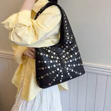 Casual Versatile High-End Chic Middle-Aged Mother Handbag, Lightweight Luxury Simple Tote Shoulder Bag With Large Capacity