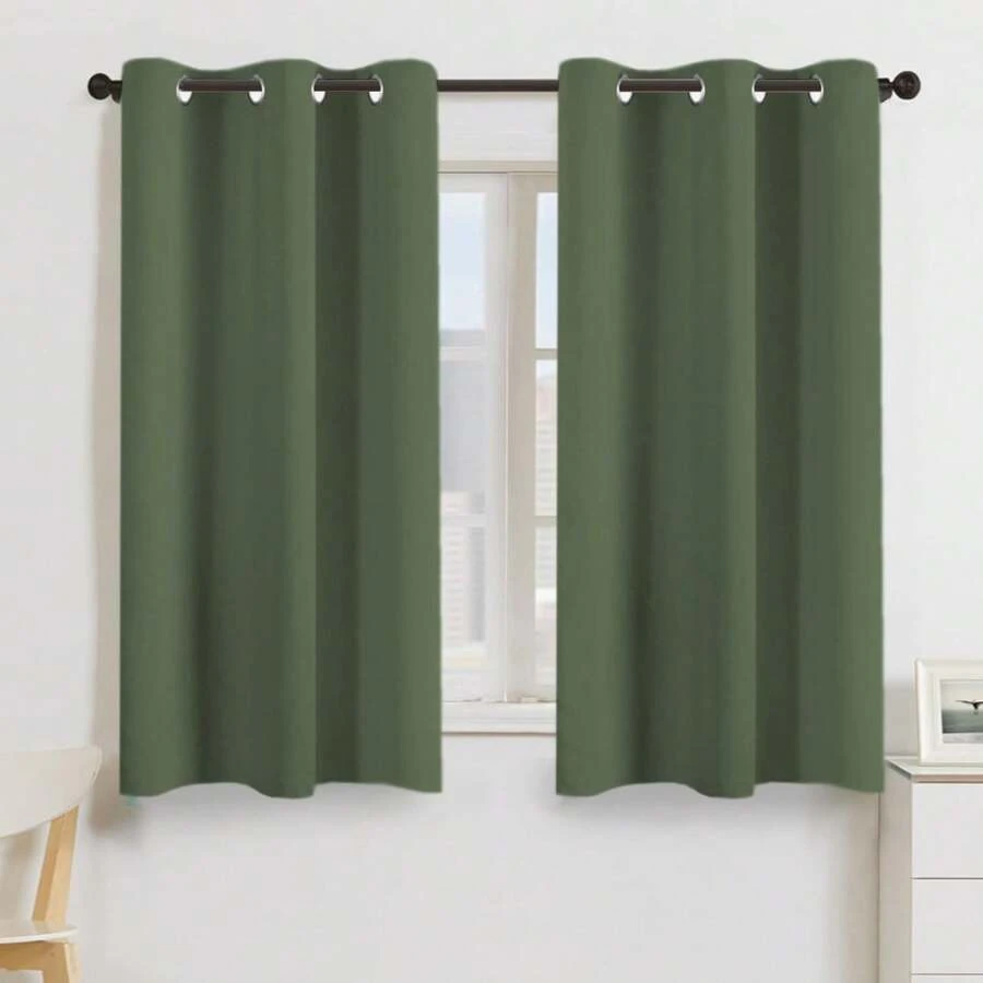 Blackout Curtains For Bedroom 54 Inch Length 2 Panels Grommet Curtains For Living Room Energy Saving Window Treatment Panels For Bedroom Thermal Insulated Drapes, 42W X 54L, Bronze Green - 綠色 - 查看 1