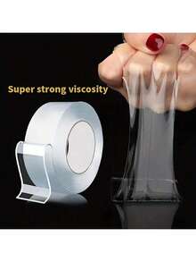1pc Double-Sided Adhesive, High-Viscosity Transparent Nano Acrylic Tape, Wallpaper Removable Waterproof Strong Adhesive Tape, Heat-Resistant Anti-Slip Sticker, High-Viscosity Transparent Nano Acrylic Double-Sided Tape - Waterproof, Heat-Resistant, Anti-Slip, Strong Adhesion, Suitable For Kitchen, Bathroom, Office And Car Use - No Trace, No Residue Removal, Kitchen Decoration (Random Color/Style) - Multicolor - View 9
