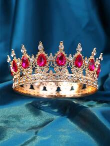 1pc Elegant Women Rhinestone Decor Crown Design Luxury Headband, For Decoration Royal Tiaras