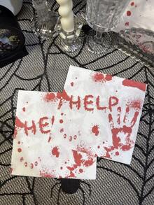 20 piezas Servilletas con estampado de huella de mano ensangrentada para fiesta de Halloween, toallas de papel desechables impresas para decoración de vacaciones y fiestas, decoración de mesa de fiesta temática, suministros de fiesta de Halloween