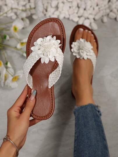 Damen Große Größen Sommer Mode Strandschuhe Lässig Urlaubs Flache Pantoffeln