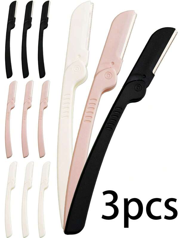 Pacote com 3 lâminas de barbear para sobrancelhas e removedor de pelos faciais femininos - Modelador de precisão para iniciantes para sobrancelhas e pelos finos - Ferramenta suave para pele lisa para um brilho em qualquer lugar
