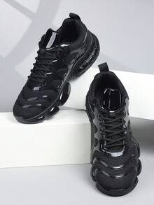 Men's Casual Retro Sports Training Shoes, Casual Sports Skateboard Shoes For Students, Men Sneakers Outdoor Running Shoes - Black - View 3