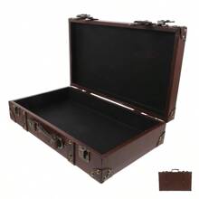 OUNONA Retro Decorative Luggage Box With Leather And Wooden Material For Home Decor Light Brown Classic British Style Storage Solution