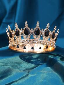 1pc Elegant Women Rhinestone Decor Crown Design Luxury Headband, For Decoration Royal Tiaras